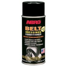 ABRO Belt Dressing penetrates the cord fibers of V belts to restore pliability and flexibility, and to extend belt life. Eliminates squeaking and slipping, and prevents belt slippage due to heat, cold, dampness, dust and glazing. Suggested applications include fan belts, water pumps, power steering, sewing machines, washing machines, air conditioners, lawn mowers and power tools.  ABRO Belt Dressing penetrates the cord fibers of V belts to restore pliability and flexibility, and to extend belt life. Eliminates squeaking and slipping, and prevents belt slippage due to heat, cold, dampness, dust and glazing. Suggested applications include fan belts, water pumps, power steering, sewing machines, washing machines, air conditioners, lawn mowers and power tools.